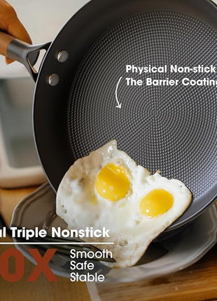 imarku Pot Set with Removeable Handle, 8inch & 12inch Honeycomb Nonstick Frying Pan Set, Dishwasher Safe, Oven Safe Fast Heating Pots and Pans Set, Induction Non Stick Frying Pans