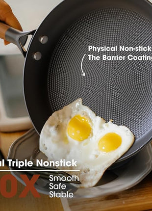 imarku Non Stick Frying Pans - 8 inch & 10 inch Frying Pan Nonstick Set, Honeycomb Lock Oil Cast Iron Skillets, Dishwasher Safe, Induction Compatible, Detachable Handle Pans, Best Gifts