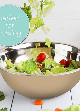 WHYSKO Meal Prep Stainless Steel Mixing Bowls Set, Home, Refrigerator, and Kitchen Food Storage Organizers | Ecofriendly, Reusable, Heavy Duty (Khaki)