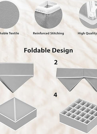 Simple Houseware Closet Underwear Organizer Drawer Divider Assorted 7 Pieces, Gray