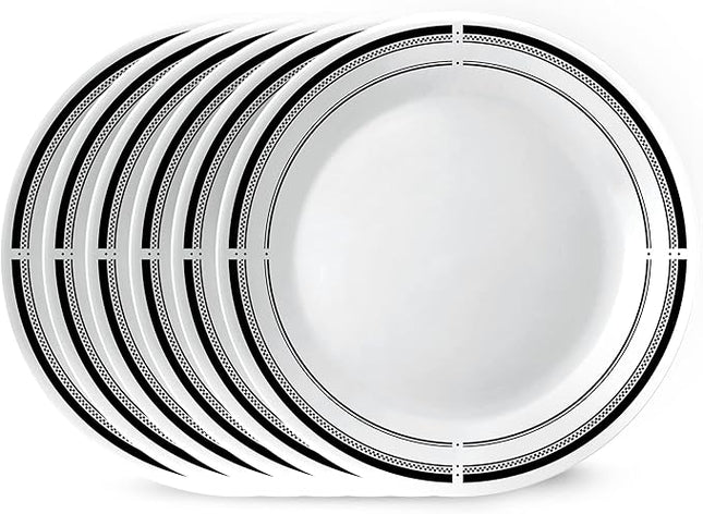 Corelle Vitrelle 10.25" Dinner Plates Set, Triple Layer Glass and Chip Resistant, Lightweight Round Plates, 6-Piece Brasserie