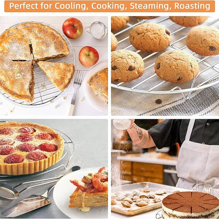 TamBee 8 Inch Cooking Rack Round 304 Stainless Steel Cooling Racks Baking and Cooling Steaming Rack w Stand Cookware for Air Fryer Pressure Cooker Canning 2Pcs