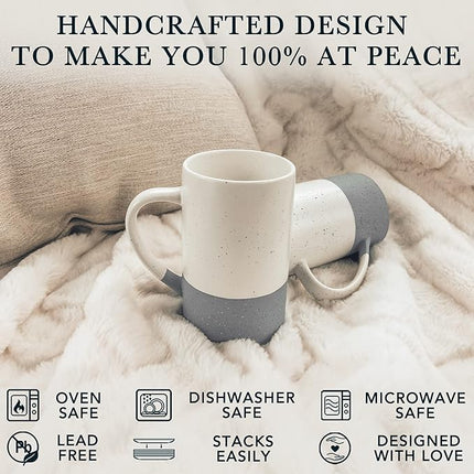 Mora Ceramics 12oz Coffee Mug Set of 4 - Ceramic Tea Cups with Handle - Microwave and Dishwasher Safe, Perfect For Cup or Mug Lovers - Rustic Matte Glaze, Modern Design Mugs - Flint