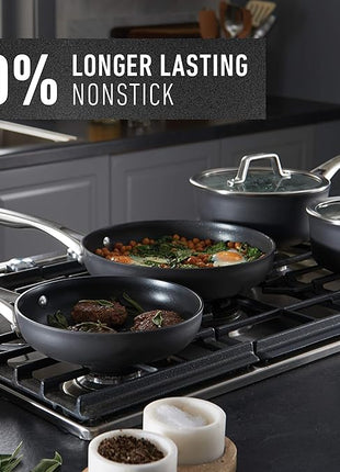 Calphalon Premier Hard-Anodized Nonstick Cookware Set, 8-Piece, Metal Utensil Safe, PFOA-Free