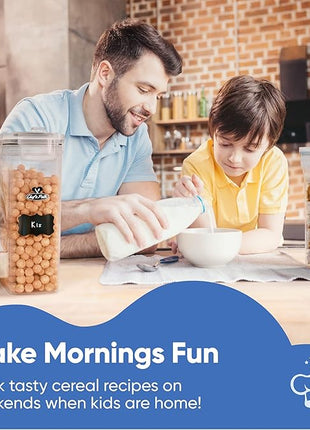 Cereal Containers Storage Set Large (4L,135.2 Oz), Airtight Food Storage Containers for Kitchen & Pantry Organization, Cereal Storage Container Set for Crunchiness, BPA Free Dispenser Keepers (4)