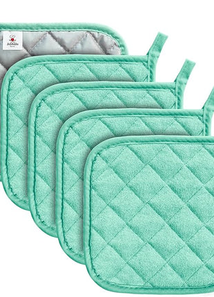 Joyhalo 5 Pack Heat Resistant Pot Holders - Terry Cloth Sets for Cooking & Baking