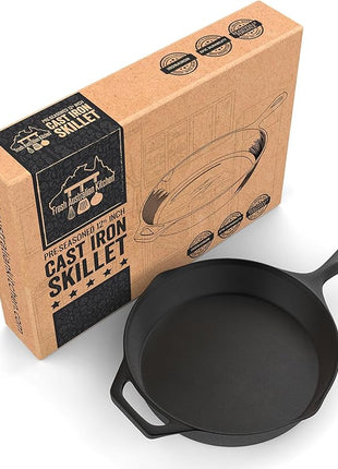 Fresh Australian Kitchen 12" Cast Iron Skillets Nonstick - Pre Seasoned Frying Pan Cookware Pan for Cooking