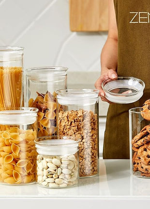 ZENS 27oz Glass Jars with Airtight Lid Set of 2, Clear Glass Storage Containers, Glass Kitchen Canisters with Airtight Lids, Coffee Jars for Brown Sugar, Pantry Organization
