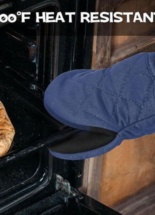 Oven Mitts and Pot Holders Set, Pack of 4, Heat Resistant Silicone Kitchen Mini Oven Mittens for 500 Degrees, Mini Oven Gloves and Hot Pads for Baking Grilling Barbecue Microwave Machine Washable