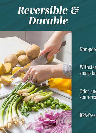 Cutting Boards for Kitchen - BPA-Free Chopping Board - Different Sizes & Non Slip Handles - Reversible, Large Cutting Board Set - Unique Gifts for Cooks Who Have Everything - 3-Pack Black