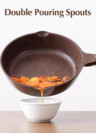 SENSARTE Nonstick Deep Frying Pan Skillet, 12-inch Saute Pan with Lid, Stay-Cool Handle, Healthy Cookware Cooking Pan with Cover, Induction Compatible (Toffee Brown)