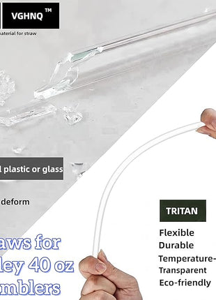 Straw Replacement for Stanley Cup 40 oz | 6 PCS Reusable Straws with Stanley 40oz Tumblers | Reusable Tritan Straws with 1 Cleaning Brush | 12 inch Tumbler Accessories, BPA-Free Dishwasher Safe Clear
