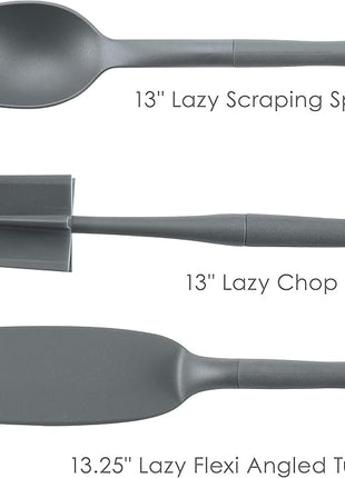 Rachael Ray Tools and Gadgets Lazy Crush & Chop, Flexi Turner, and Scraping Spoon Set / Cooking Utensils - 3 Piece, Gray