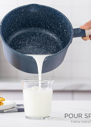 Country Kitchen Non-Stick Cast Aluminum Cookware Set - Durable Kitchen Cookware for Everyday Cooking, Navy Round Handle, 11 Pc.