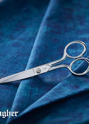 Gingher 5" Fabric Scissors, Premium Forged Steel Fabric Shears, Sharp Knife Edge Sewing Scissors for Cutting Cloth with Protective Sheath, Ambidextrous Design