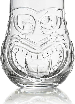 Libbey Tiki Split Glass Tumbler Set, Vintage-Style Quirky Drinking Glasses Set of 4, Exotic, Tall Drinking Glass Cups for Backyard Luau or Pool Party