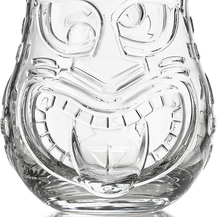 Libbey Tiki Split Glass Tumbler Set, Vintage-Style Quirky Drinking Glasses Set of 4, Exotic, Tall Drinking Glass Cups for Backyard Luau or Pool Party
