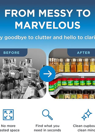 Spicy Shelf 3.0 - Expandable 2 Tiered Spice Rack Organizer for Cabinet & Pantry - Kitchen Seasoning Organizer - Cabinet Spice Racks for Inside Cabinets (Spicy Shelf Premium) - Home Organization