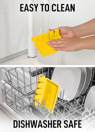 Zulay Kitchen Silicone Utensil Rest with Drip Pad for Multiple Utensils - BPA-Free, Heat-Resistant Spoon Rest & Spoon Holder for Stove Top - Kitchen Utensil Holder for Ladles & Tongs - Yellow