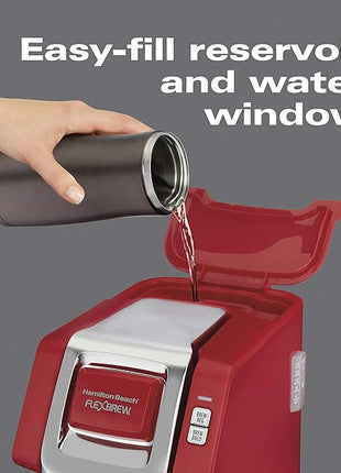 Hamilton Beach 49945 FlexBrew Single-Serve Coffee Maker Compatible with Pod Packs and Grounds, 1 Cup, Red