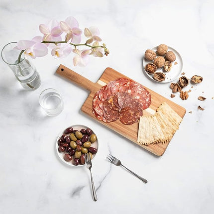 Villa Acacia Wooden Cutting Board - 17 x 7 Inch Wood Board Serving Tray for Bread and Cheese with Handle - Decorative Charcuterie Boards for New Home, Wedding Gift