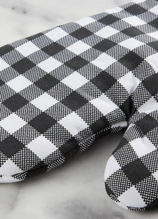 KITCHENAID Gingham Oven Mitt 2-Pack Set, Matte Black, 7"x13"