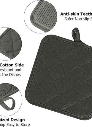 Kitchen Set Pack Of 5, Oven Mitts Pot Holders Pad And Towel Set, Heat Resistant Silicone Kitchen Mini Oven Mittens for 500 Degrees, Mini Oven Gloves and Hot Pads for Baking Grilling Barbecue Microwave