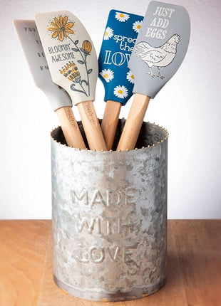 Karma, Silicone Spatula with Wood Handle Heat Resistant, Baking, cooking and Mixing Spatulas, Modern Farmhouse Kitchen Décor, Gift for Chef, Cooks, Housewarming Gift, Bird