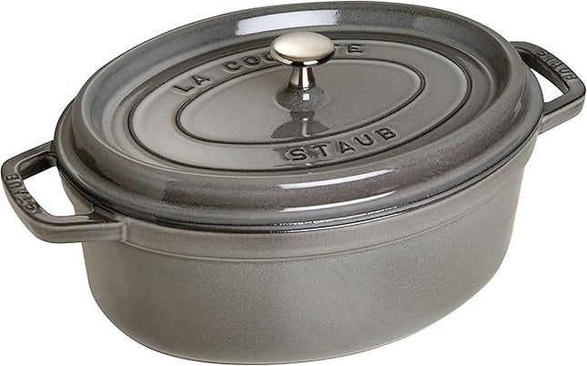 staub La Cocotte Oval 40500-236 Pico Cocotte Oval Gray 9.1 inches (23 cm) Both Handed Cast Enameled Pot, Induction Compatible