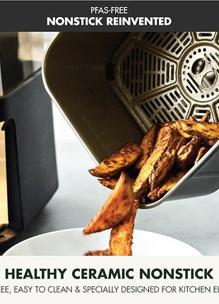 GreenPan Clearview Extra Large 7QT Air Fryer, 360° Clear Window, PFAS-Free Ceramic Nonstick Drawer and Tray, Heat to 400°F, 13-Presets, Shake Reminder, Keep Warm, Delay Start, Dishwasher Safe Parts