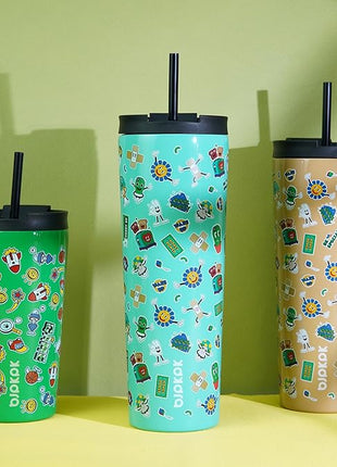 BJPKPK 22oz Tumbler With lid And Straw Stainless Steel Travel Coffee Mug Insulated Tumblers Cups,Spring Party Brown