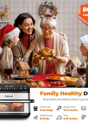 DEIME Dual Zone Air Fryer 10.6 QT Double 1800W Large Capacity Oven Air Fryers Healthy Cooker with 8 Preset, Large AirFryer for Families Visual Cooking Window, Non-Stick Basket, Included Recipe