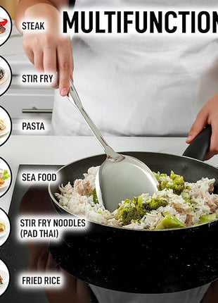 Zulay Kitchen Stainless Steel Wok Spatula - 14.8” Heat-Resistant Metal Turner for Stir-Fry, Sauté & Grilling - Durable, Rust-Proof & Dishwasher Safe Kitchen Utensil for Everyday Use