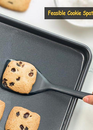 Silicone Spatula Set, 600°F Heat Resistant Silicone Spatula Turner Flipper for Cooking, Non Stick and Non Scratch Kitchen Utensils for Eggs & Pancakes, 4 Pack, Black