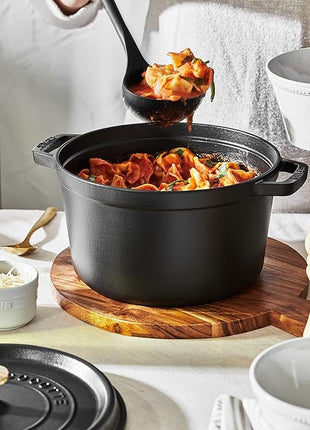 Staub Cast Iron Dutch Oven 5-qt Tall Cocotte, Made in France, Serves 5-6, Matte Black