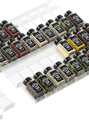 Famhap Spice Drawer Organizer, 36PCS Interlocking Expandable Seasoning Rack Tray Insert for Kitchen Drawers, Spice Rack Drawer for Spice Jars