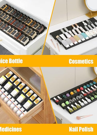 Famhap Spice Drawer Organizer, 12PCS Interlocking Expandable Seasoning Rack Tray Insert for Kitchen Drawers, Spice Rack Drawer for Spice Jars