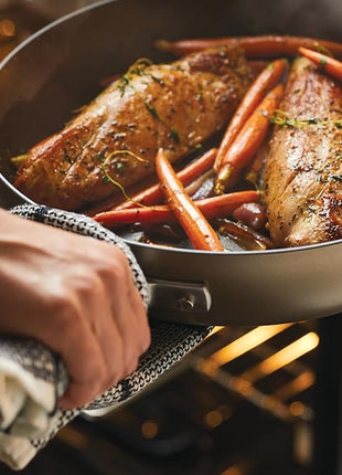 Anolon Advanced Hard Anodized Nonstick Deep Frying Pan/Skillet with Lid, 12 Inch, Aluminum, Bronze