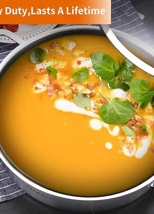 DELARLO Tri-Ply Stainless Steel 7QT Saute Pan 12 Inch Deep Frying Pan with lid Nonstick, Induction Compatible Chef Cooking Pan