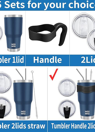 WETOWETO 30 oz Tumbler Stainless Steel Vacuum Insulated Coffee Cup with Handle, Double Wall Vacuum Coffee Thermal Cups for Hot and Cold drinks, Suitable for Travel (Navy Blue, 1 Pack)