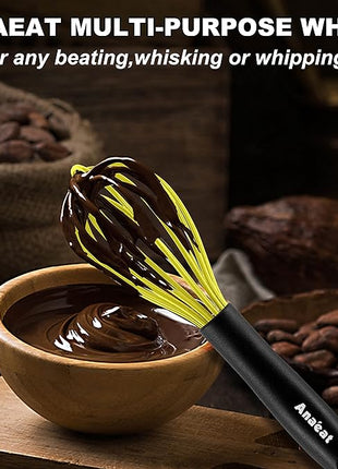 Anaeat Silicone Balloon Whisk, Perfect for Non-Stick Cookware, Milk and Egg Beater Blender, Heat Resistant Kitchen Whisks for Whisking, Cooking, Baking, Beating, Frothing & Stirring (Multicolor)