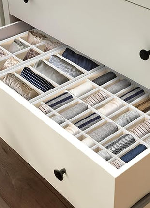 Simple Houseware 4-Pack Drawer Organizer Set - Closet Dividers for Underwear, Socks, Bras, Scarves, Ties - Foldable Non-Woven Storage Boxes, Beige