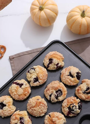 HONGBAKE 48 Cup Mini Muffin Pan, Small Cupcake Pan, Premium Nonstick Muffin Tin for Baking Cheesecake, Dishwasher Safe and Heavy Duty, Carbon Steel