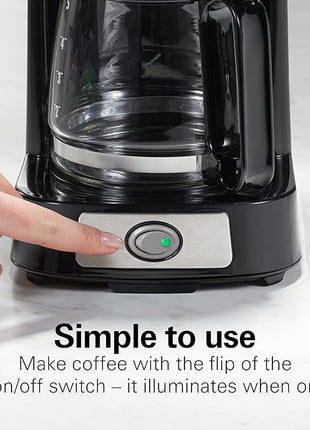 Hamilton Beach 5 Cup Drip Coffee Maker with Easy FrontFill Basket, Compact Design, Works with Smart Plugs, Glass Carafe, Auto Pause and Pour, Black & Stainless Steel (46112)
