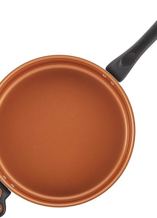 Farberware Glide Ceramic Nonstick Saute Pan / Frying Pan / Fry Pan with Lid and Helper Handle - 4 Quart, Black