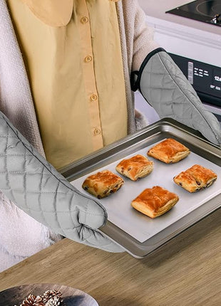 ARCLIBER Oven Mitts 1 Pair of Terry Cloth Lining - Heat Resistant Kitchen Gloves,Flame Oven Mitt Set,15 Inch