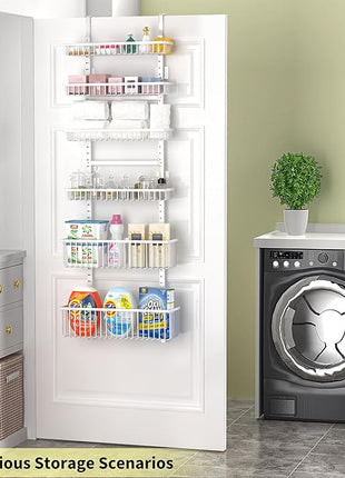 Moforoco 6-Tier Over The Door Pantry Organizer, Pantry Organization and Storage, Black Hanging Basket Wall Spice Rack Seasoning Shelves, Home & Kitchen Laundry Room Bathroom Essentials accessories