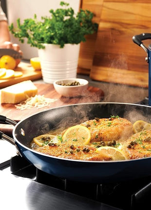 Tramontina Aluminum Non Stick 11-Piece Nesting Pots and Pans Set with Lids - Naval, Kitchen Nonstick Cookware Set, Dishwasher and Oven Safe