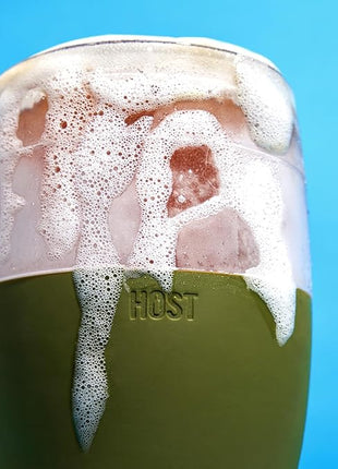 HOST FREEZE Beer Cooling Cups, Frozen Beer Mugs, Freezable Pint Glass Set, Insulated Pint Glass to Keep Your Drinks Cold, Double Walled Insulated Glasses, Gift for Dad,16oz, Set of 2, Olive