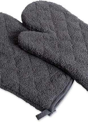 DII Basic Terry Collection 100% Cotton Quilted, Oven Mitt, Mineral Gray, 2 Piece